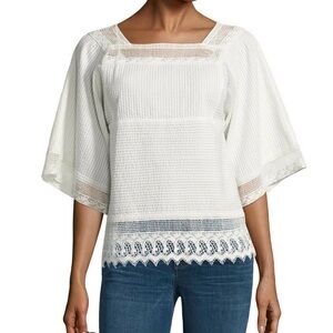 a.n.a Off White Flutter Sleeve Blouse Top
